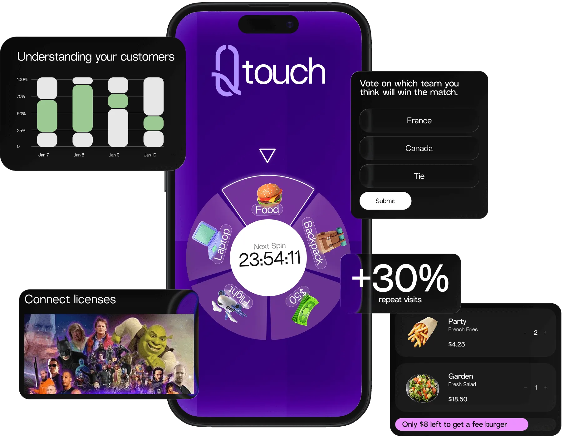 Qtouch mobile app interface