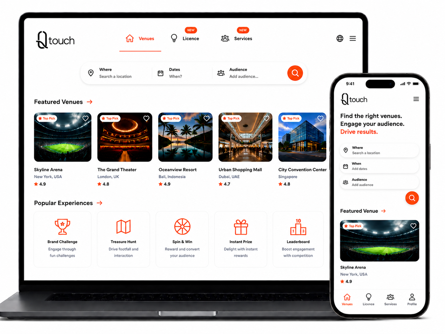 QTouch dashboard — desktop & mobile